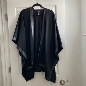 St. John Women's Black Leather-trimmed Knit Wrap Caftan